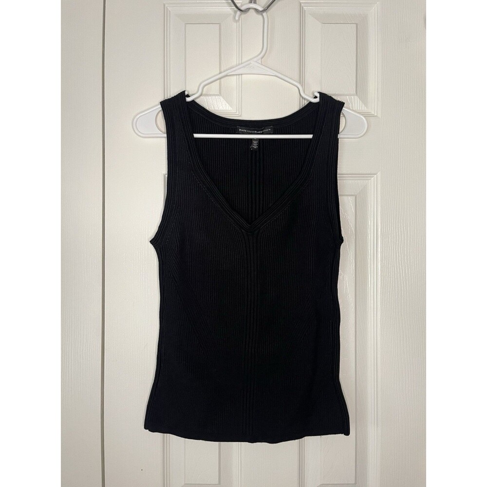 White House Black Market Black textured  Tank Top Women Size Large